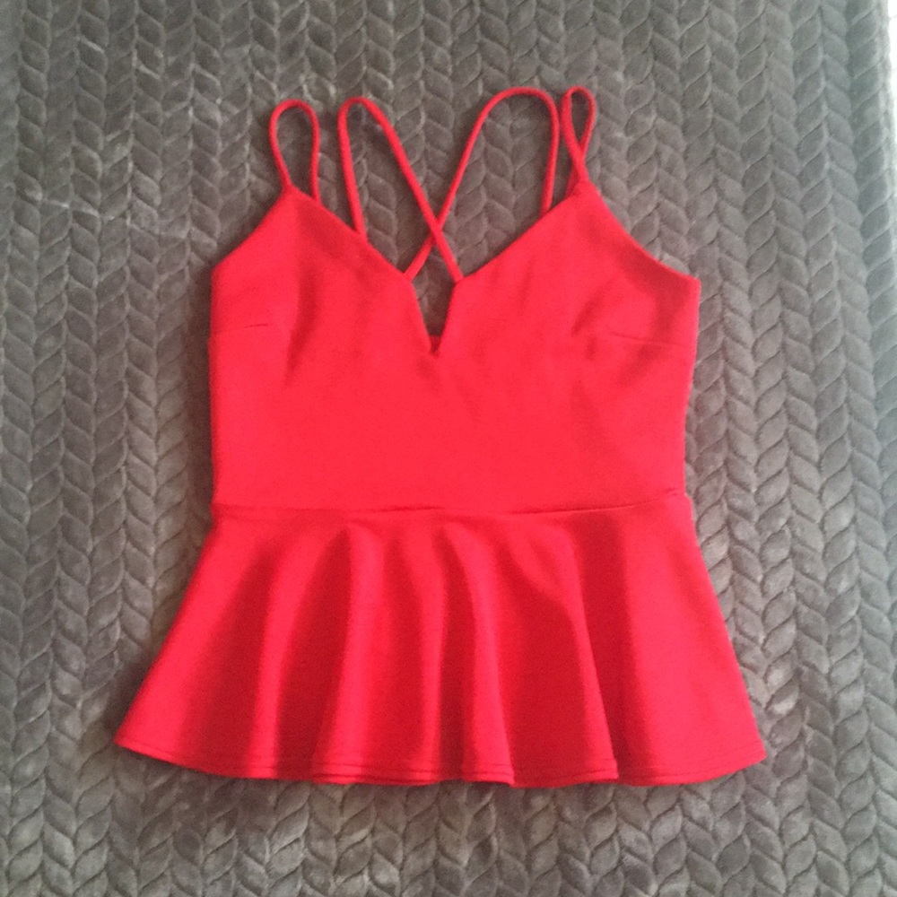 Red peplum top